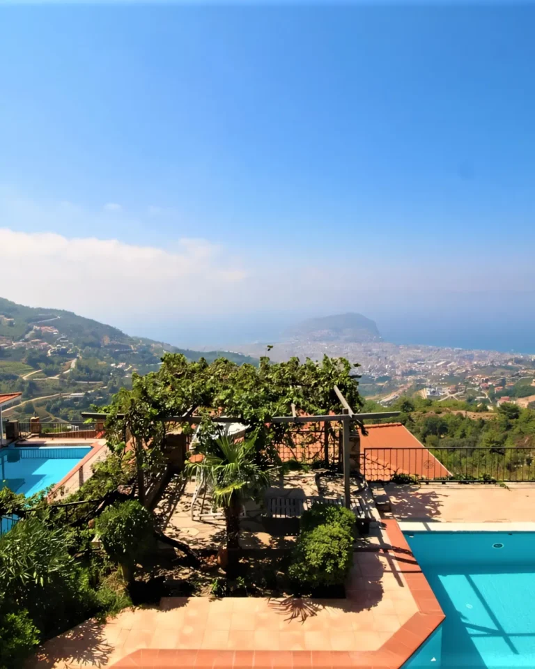 A quiet breath of nature softens the Furnished Sea View Villa In Alanya Mountains