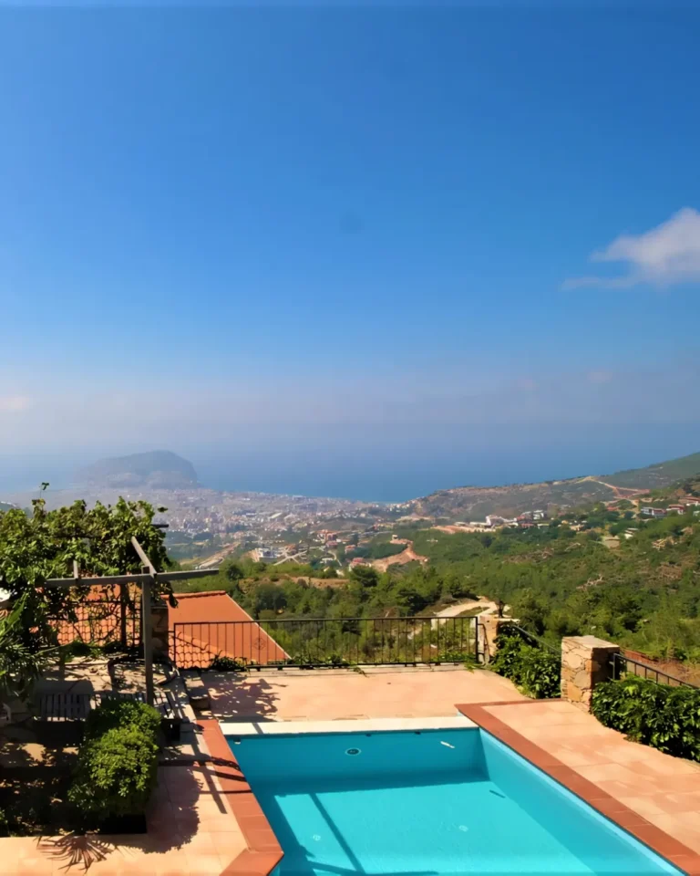 A warm feeling of escape rests in the Furnished Sea View Villa In Alanya Mountains
