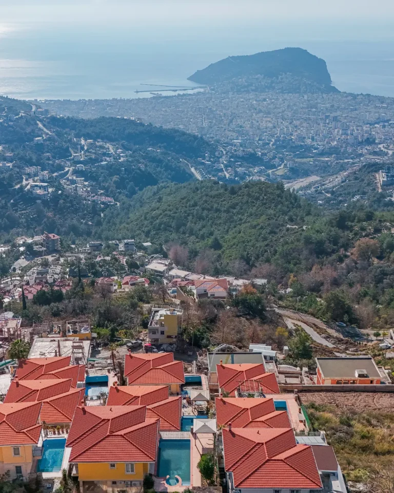 A gentle mountain calm surrounds the Furnished Sea View Villa In Alanya Mountains