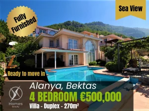 Furnished Sea View Villa In Alanya Mountains